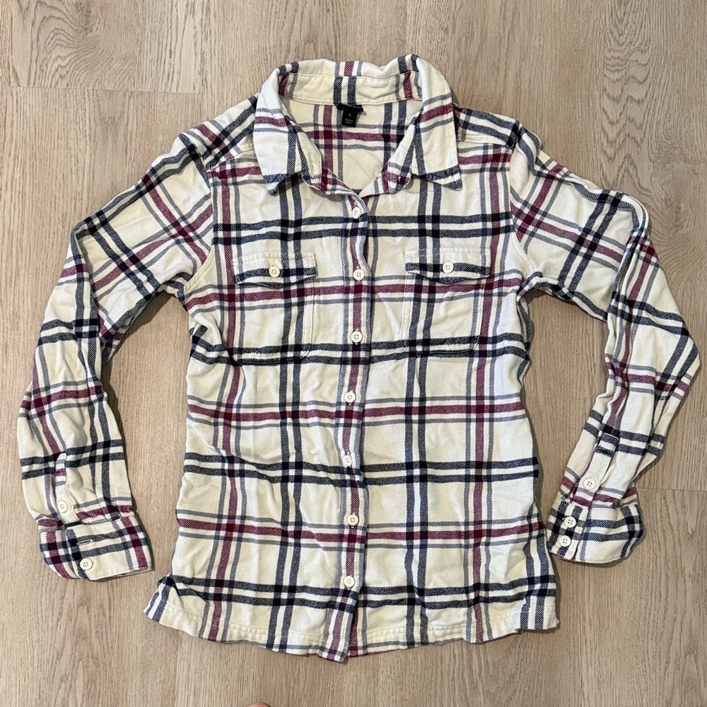 Patagonia Plaid Button Down Shirt - Cream, Red, and Black